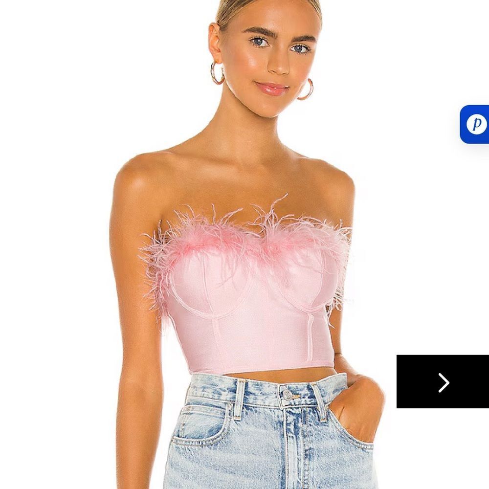 Superdown Pink Feathered Crop Top